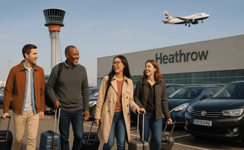 Chauffeur taking keys from a customer at a London airport terminal for a Meet & Greet parking service.