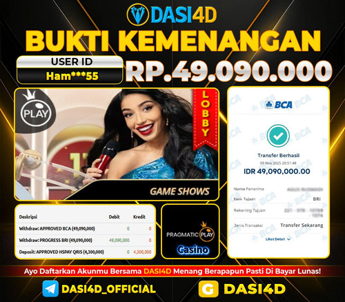 BUKTI KEMENANGAN 09 NOVEMBER  2025 DI GAME SHOWS RP.49.090.000