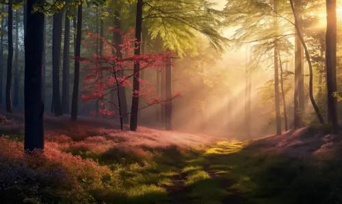 beautiful walk in nature at morning sunshine free photo.webp