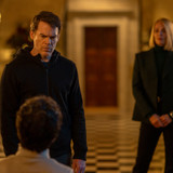 L-R: Michael C. Hall as Dexter Morgan and Uma Thurman as Charley in Dexter: Resurrection, season 1, 