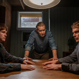 L-R: Jack Alcott as Harrison Morgan, James Remar as Harry Morgan and Michael C. Hall as Dexter Morga