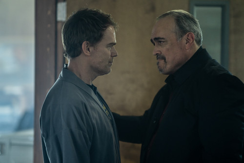L-R: Michael C. Hall as Dexter Morgan and David Zayas as Angel Batista in Dexter: Resurrection, epis.jpg