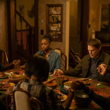 L-R: Sharon Hope as Prudence Kamara, Reese Antoinette as Joy Kamara, Michael C. Hall as Dexter Morga