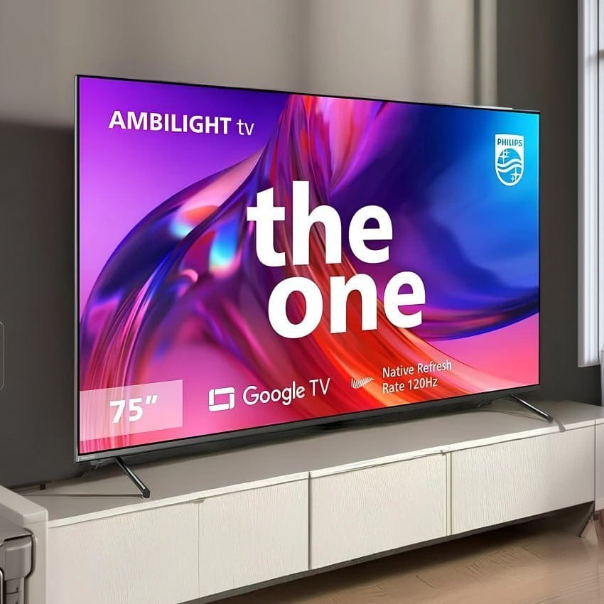 Smart TV 75″ 4K 120 Hz Philips THE ONE 75PUG8808/78, Google TV, Ambilight, P5, DTS Play-Fi, Freesync, Dolby Vision Atmos, 50W RMS 2.1