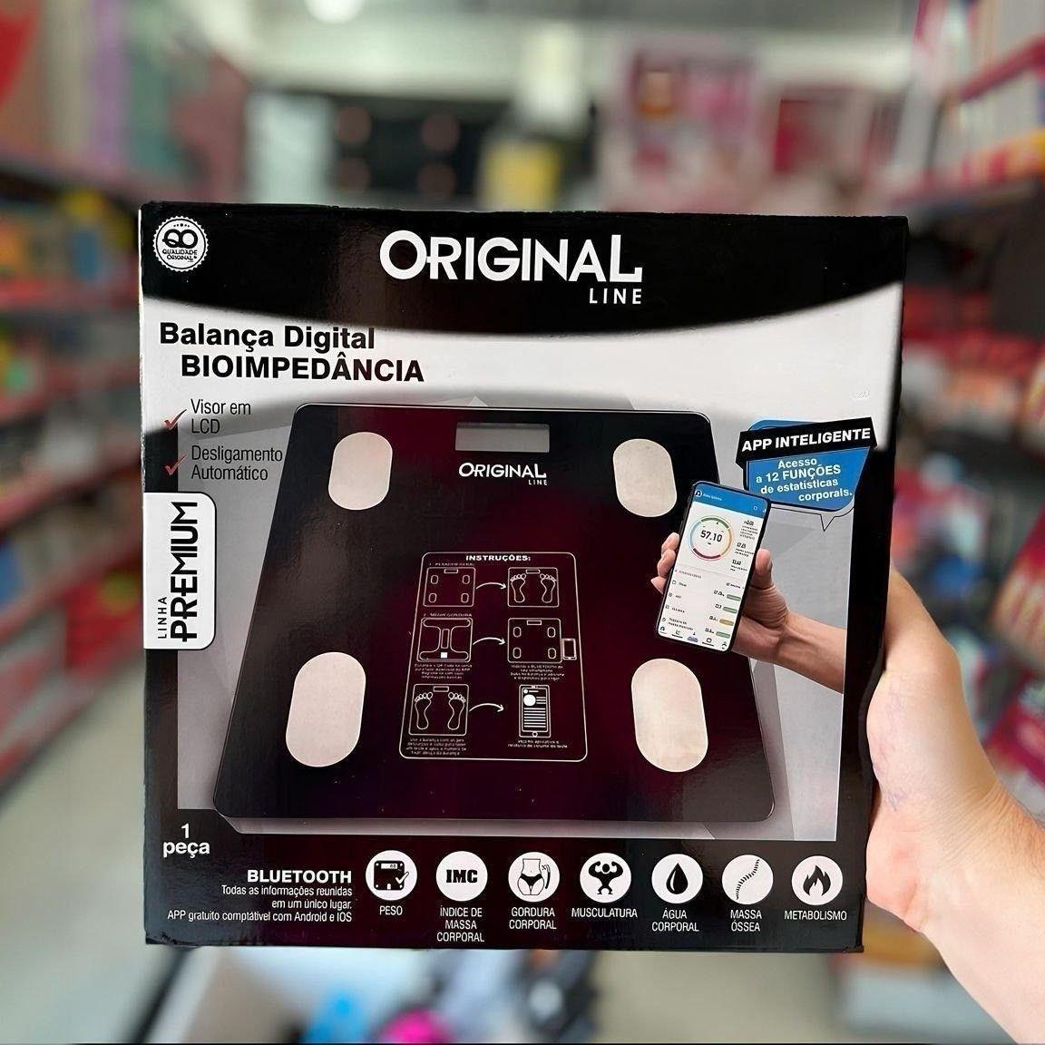 Balança Bioimpedância Digital Preta 180kg App Gratuito P/ Android E Para Ios