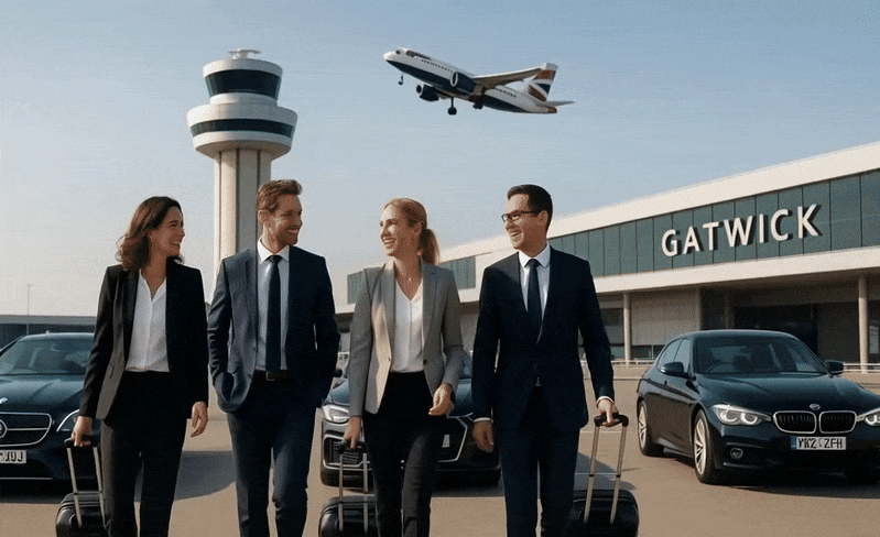 Covered multi-story on-airport parking garage with direct access to a Heathrow airport terminal.