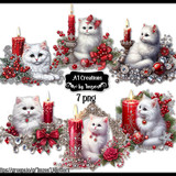 WhiteChristmas Cat with Red Candle 01 IM