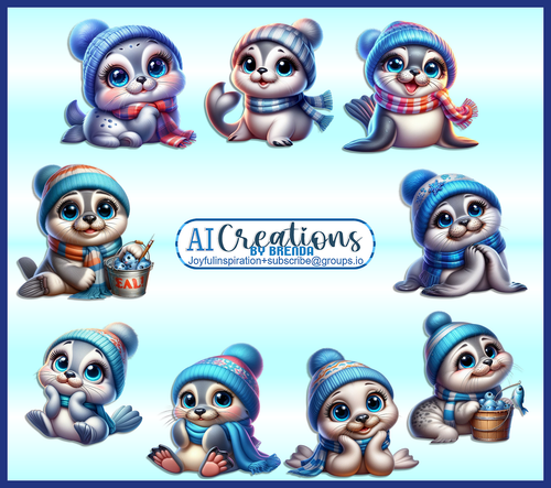WINTER BABY SEALS AI CREATIONS BG11