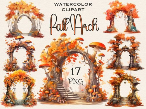 Fall arch watercolor autumn clipart 77235698.jpg