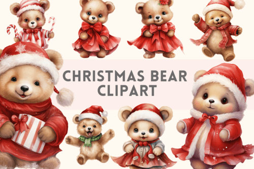 Watercolour Christmas Bear Clipart 77075911.png