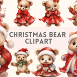 Watercolour Christmas Bear Clipart 77075911
