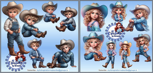 Little children cowboy and cowgirl