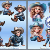 Little children cowboy and cowgirl