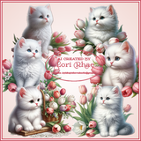 Kitty in tulips