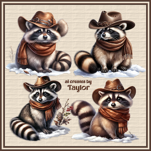 Winter Cowboy Racoon