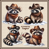 Winter Cowboy Racoon