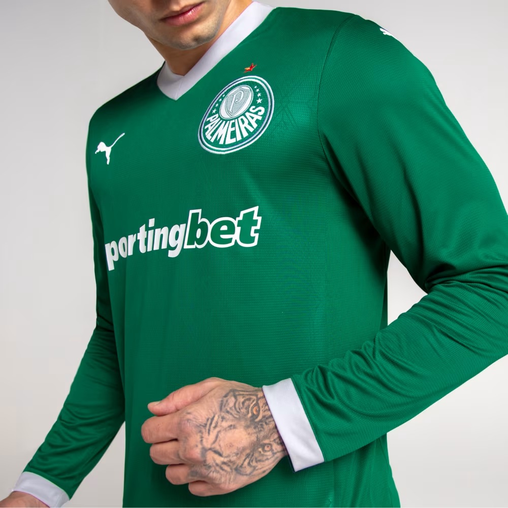 Camisa Manga Longa Palmeiras I 25/26 Torcedor Puma Masculina