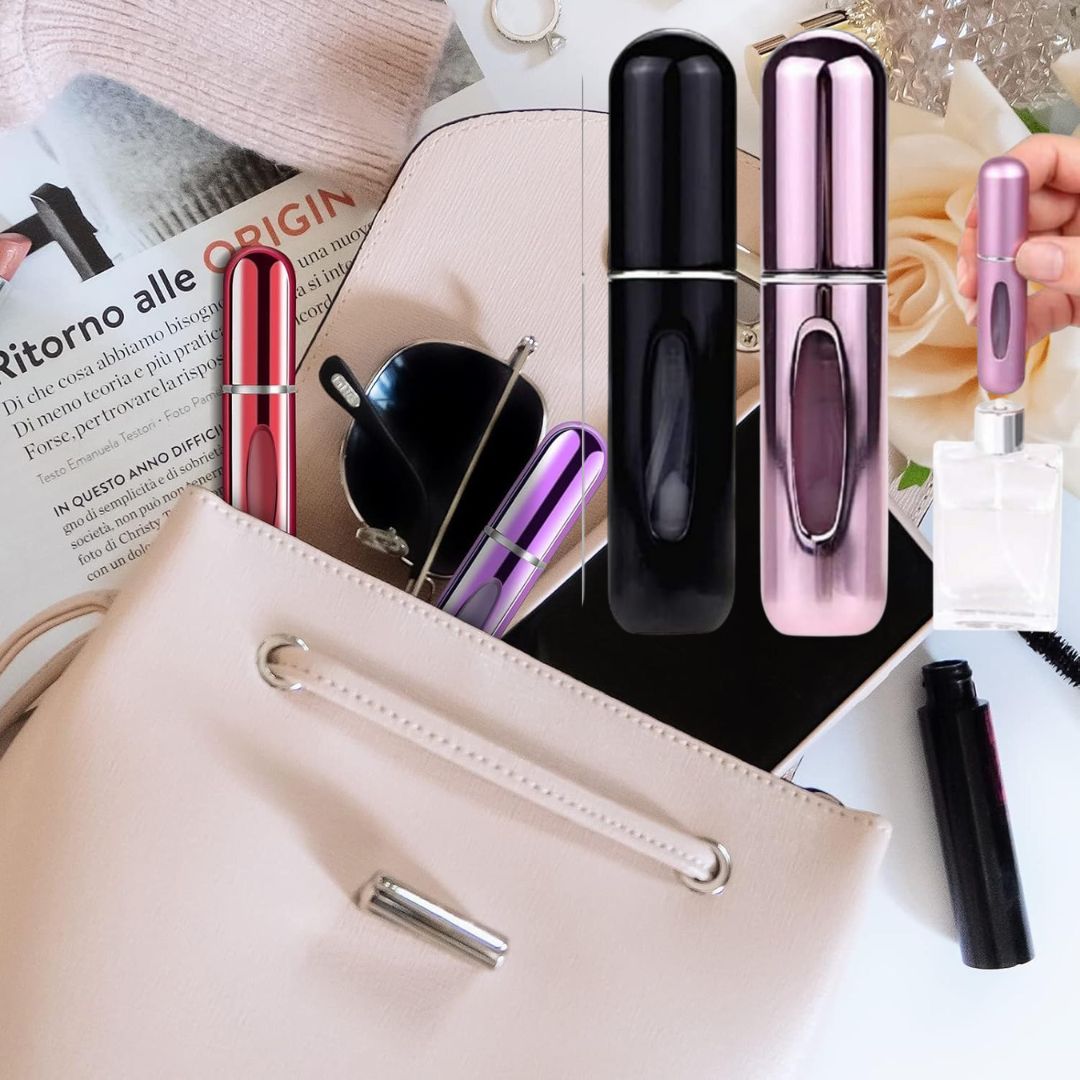 Kit 2 Frascos Spray Recarregável de Perfume Compacto para Viagem – Frasco de Alumínio Portátil com Bico Spray Precisão (2QTD) Kit 2 Frascos Spray Recarregável de Perfume Compacto para Viagem – Frasco de Alumínio Portátil com Bico Spray Precisão (2QTD)