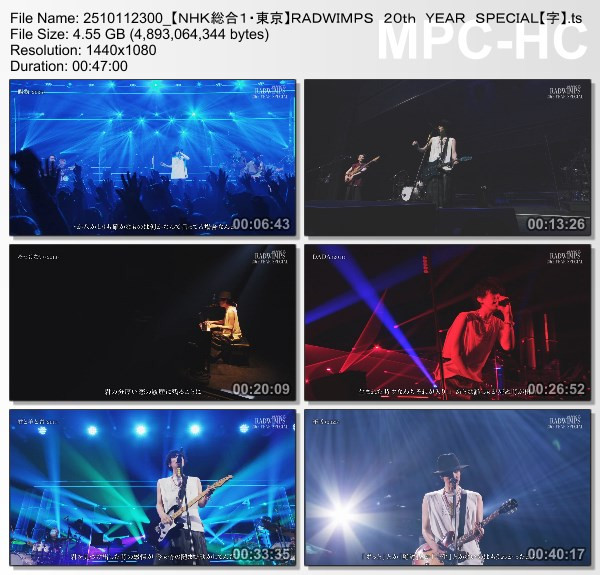 [TV-Variety] RADWIMPS 20th YEAR SPECIAL (NHKG 2025.10.11)