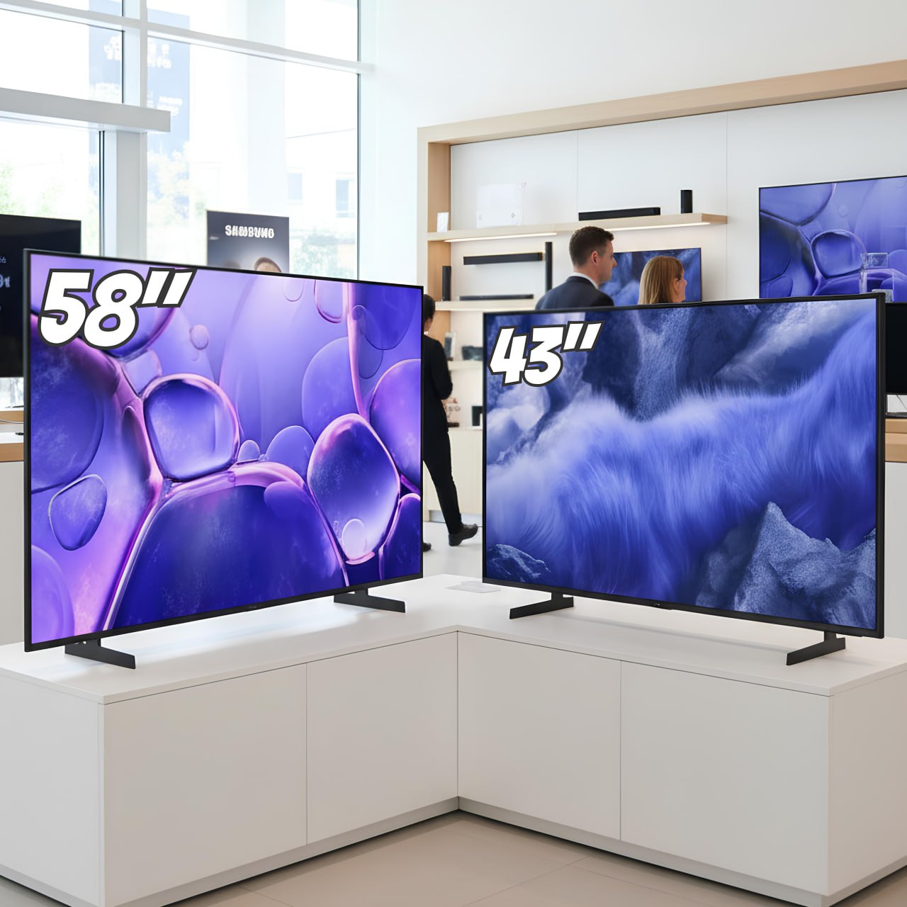 Samsung Smart TV 58″ Crystal UHD 4K U8500F 2025 + Samsung Vision AI TV 43″ QLED 4K QEF1 2025