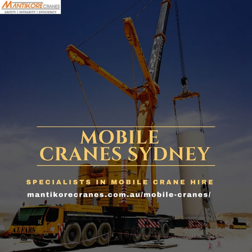 Mantikore Cranes is the best mobile cranes Sydney company. We are here to do all the diligent work for you. We are giving the setup of the crane using our versatile crane reducing any pressure or stress related to the underlying setup stage. We provide all aspects of crane hire services for the construction industry. We are committed to completing all projects safely, efficiently, on budget and on-time. We also provide buyback options once your crane has completed your project. We have more than 20 years of experience working in the crane hire industries in Australia. We assure you that you will receive the best crane hire services.  Our Crane is highly being used at construction sites to make the entire work stress-free and increase productivity. We are providing Tower Cranes, Mobile Cranes, Self-Erecting Cranes, and Electric Luffing Cranes. Our professionals will provide you with effective solutions and reliable services that can help you to solve technical problems that might occur sometimes. Also, get effective solutions for any requirements of your projects for the best price & service, contact us at 1300 626 845 for crane hire and visit our website today.

Website:  https://mantikorecranes.com.au/mobile-cranes/

•	Address:  PO BOX 135 Cobbitty NSW, 2570 Australia
•	Email:  info@mantikorecranes.com.au 
•	Opening Hours:  Monday to Friday from 7 am to7 pm