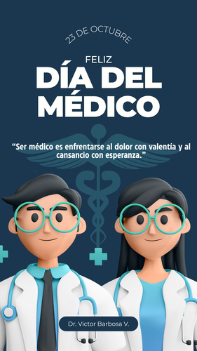 Tu Historia Feliz Día del Médico Moderno Azul Blanco.png