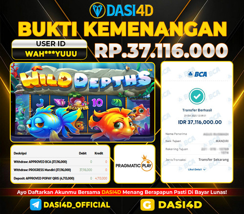 BUKTI KEMENANGAN 23 OKTOBER 2025 DI WILD DEPTHS RP.37.116.000