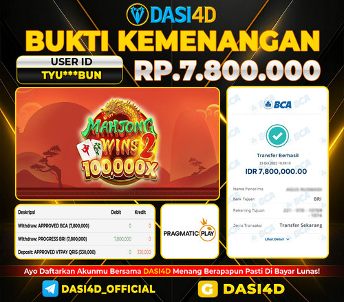 BUKTI KEMENANGAN 23 OKTOBER 2025 DI MAHJONG WINS X100.000   RP.7.800.000