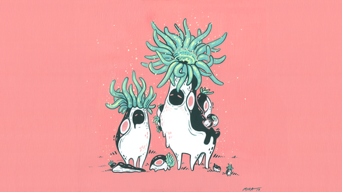 a group of cartoon animals with green tentacles.png