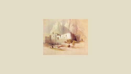 a painting of a building in the desert.png