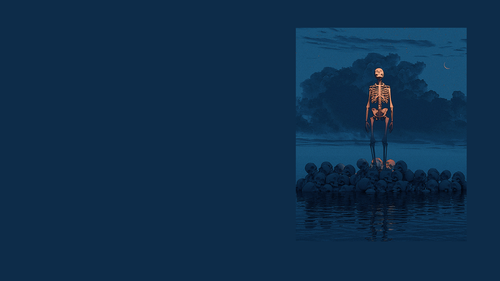 a skeleton standing on a pile of skulls.png