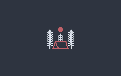 a logo of a tent and trees.png