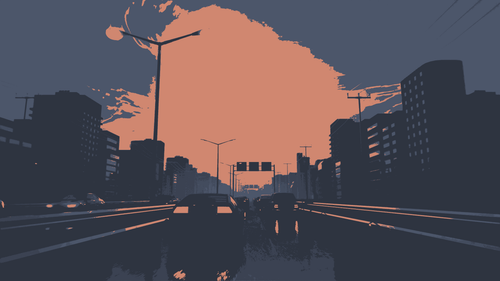 a road with cars and buildings in the background.png