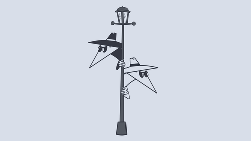 cartoon of a lamp post with stars and hats.png