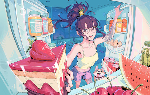 a cartoon of a woman in a store.jpg