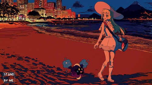 a cartoon of a woman on a beach.jpg