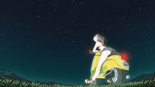 a cartoon of a woman on a yellow scooter.jpg
