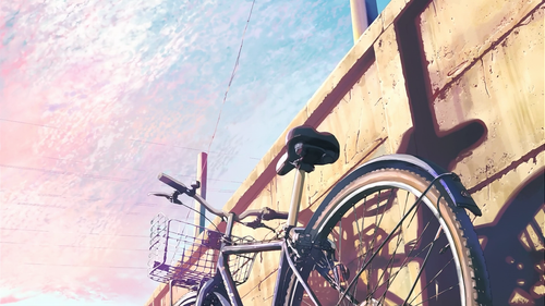a bicycle leaning against a wall.png