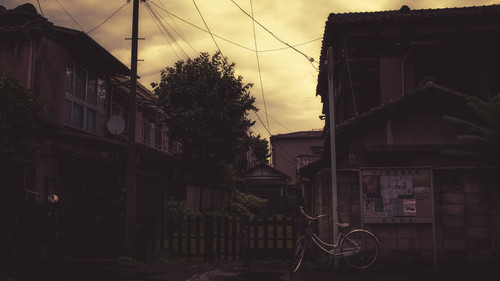 a bicycle parked on a street.jpg