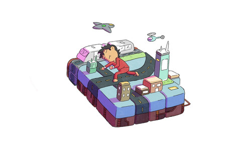 a cartoon of a man sleeping on a road.jpg