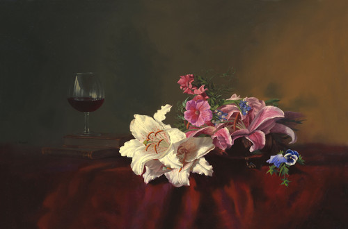 a painting of flowers and a glass of wine.jpg