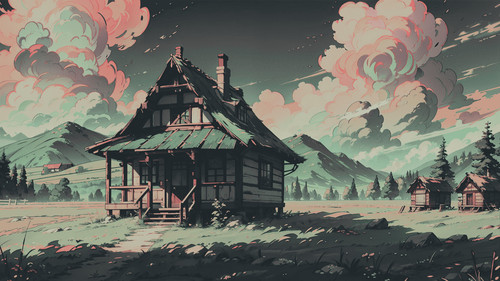 a house in a field with mountains and clouds.jpg