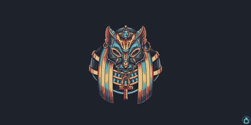 a cat mask with gold and blue accents.jpg