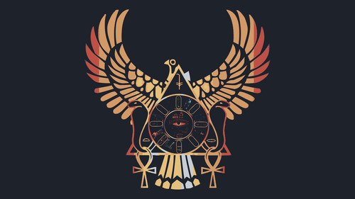 a graphic of a clock with an egyptian symbol.jpg