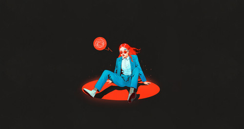 a woman sitting on a circle.jpg