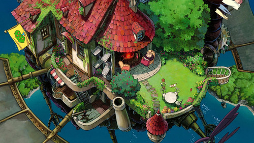 a cartoon house on a floating platform.jpg
