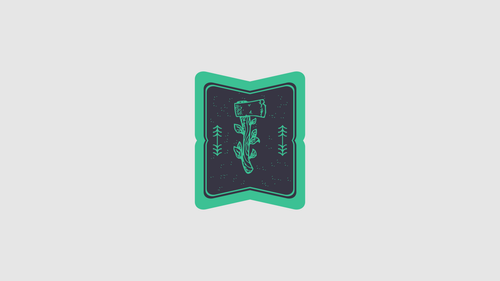 a green and blue rectangular sign with a drawing of a tree.png