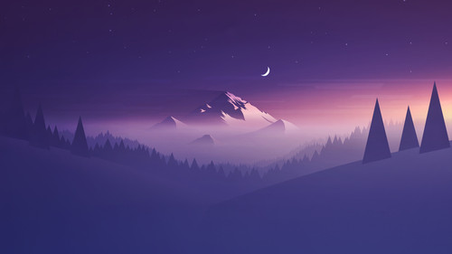 a mountain with trees and moon.jpg