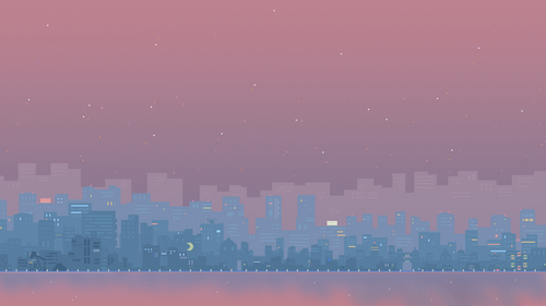 a city skyline with a pink sky.png
