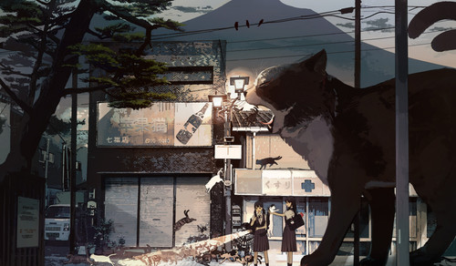 a cat standing in front of a building.jpg